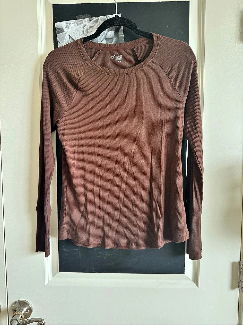 Offline by Aerie Ribbed Long Sleeve Top in Brown, XS
